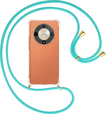Produktbild von Handykette Backcover-Schutzhülle mit Band (Metall goldfarben) für Honor X9b (6.78'') - türkis