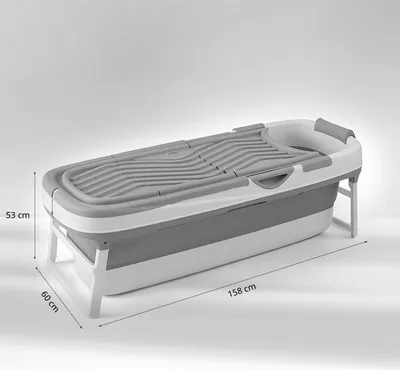 Produktbild von FlinQ faltbare Badewanne – für Erwachsene – zusammenklappbar – mobiles Sitzbad – auch für Kinder – 121 cm – Grau