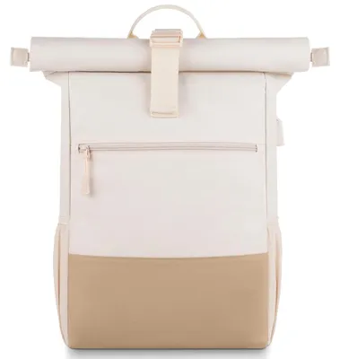 Produktbild von Rolltop Rucksack für 17 Zoll Laptops, KhakiBeige, 18-26L, mit USB-Ladeanschluss