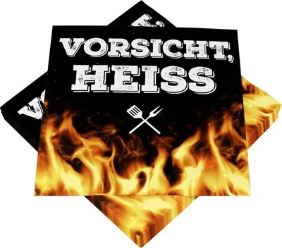 Produktbild von 20 Servietten für die Grillparty Vorsicht Heiß