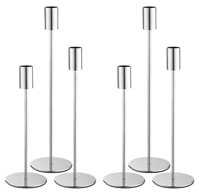 Immagine prodotto di Candelabro portacandele set - 6 pezzi - 33, 28 e 23 cm - Argento