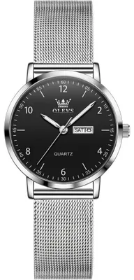 Produktbild von Elegante OLEVS NO-41519 Uhr in Schwarz/Silber – Stilvoll und Zeitlos KP41519
