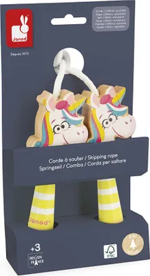 Immagine prodotto di Janod corda per saltare unicorno - manico in legno - giocattolo per esterni 2 metri