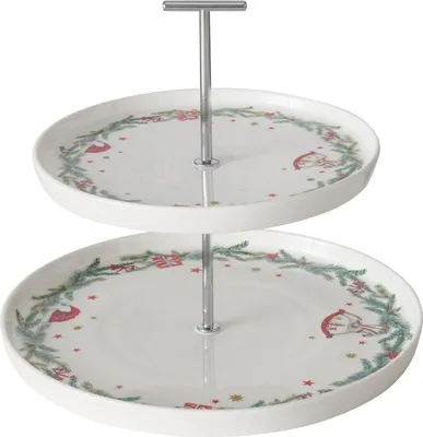 Produktbild von Zweistöckige Etagere mit weihnachtlichem Muster FLORENZA, H. 22 cm
