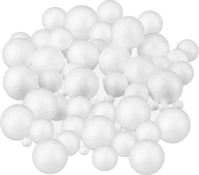 Productafbeelding van Famanu Styroporkogels, 72 stuks - Wit - Diameter 2,5 en 7 cm