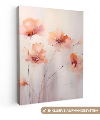 Produktbild von MuchoWow® - Leinwandbilder - Mohn - Blumen - Kunst - Abstrakt - Aquarell, Wandbild, Wanddeko Bilder Wohnzimmer, 60x80 cm
