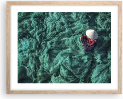 Produktbild von Gerahmtes Poster - Rahmen in heller Eiche - Netzwerk Fischer Vietnam - 50x40 cm - Wand Bild - Wanddeko - Wandbilder - Wandposter - Bilderrahmen - Bilder - Kunstdruck - Wandbild - P2NAA50x40-4309