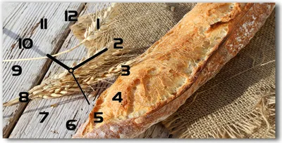 Produktbild von Wanduhr aus Glas – 60x30 cm - Glasbild - Glasuhr - Gehärtetes Glas - schwarze-zeiger - frisches Baguette