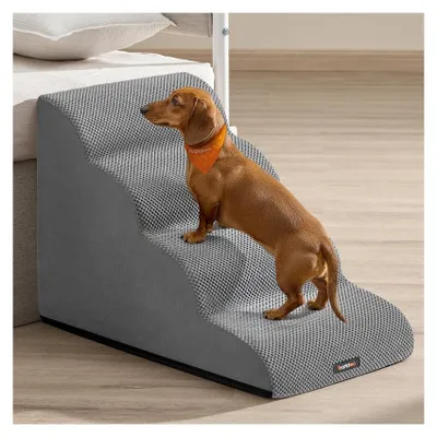 Image de Escalier pour chien avec surface antidérapante et 4 marches | Gris colombe | 40x72x50 cm