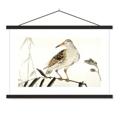 Produktbild von MuchoWow® Textilposter Vogel - Baum - Blätter - Vintage - Japendi 120x80 cm mit schwarzem Rahmen - Wanddeko