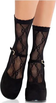 Produktbild von Leg Avenue - Schwarze Spitzensocken mit Schleife