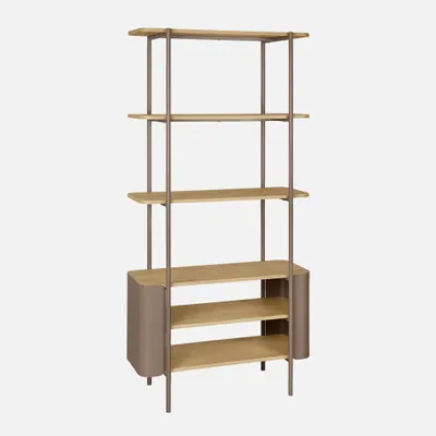 Immagine prodotto di Libreria in metallo curvato e legno a 6 livelli, Marrone