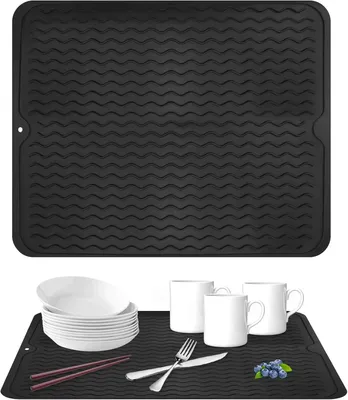 Produktbild von Abtropfmatte aus Silikon 50 x 40 cm für Geschirr in Schwarz