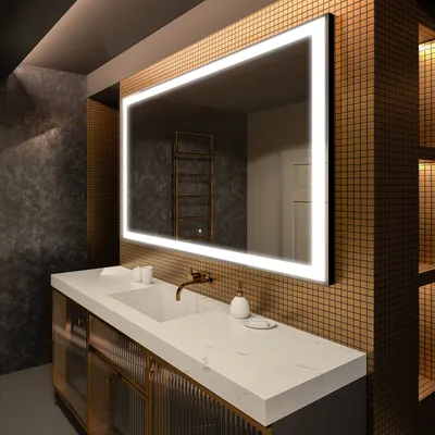 Produktbild von Artforma Badspiegel 130x100 cm - mit LED Beleuchtung - LED Farbe Kaltweiß 7000K - Individuell Nach Maß - Beleuchtet Wandspiegel Lichtspiegel Badezimmerspiegel | Lichtschalter: Touch Schalter |LED001