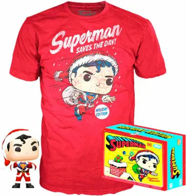 Produktbild von Funko Pop! Superman Flocked – Zestaw Figurka i T-Shirt DC Comics Ekskluzywny