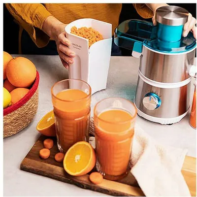 Zdjęcie produktu dla Cecotec Juice&Fresh, Sokowirówka odśrodkowa, Stal nierdzewna, 20000 RPM, 1 l, 5,5 cm, 350 ml