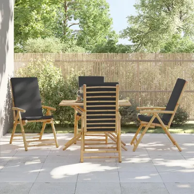 Image de vidaXL Chaises de jardin 4 pcs. Réglable Pliable avec coussin Bambou