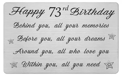 Immagine prodotto di Biglietto di auguri inciso per il 73° compleanno, un regalo personalizzato