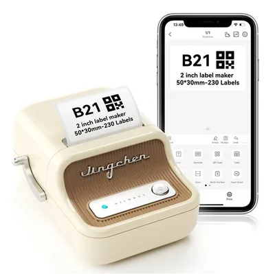Produktbild von NIIMBOT B21 Bluetooth Thermodrucker Aufkleber Beige-Gold Etiketten
