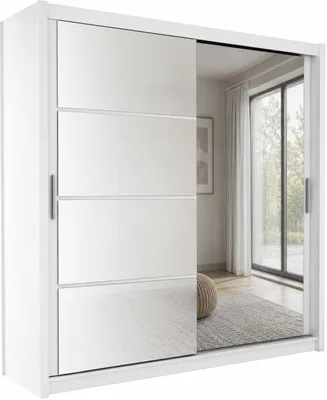 Produktbild von Schiebeschrank BRANDON 203 cm , Kleiderschrank Schiebetürenschrank , ( WEISS )