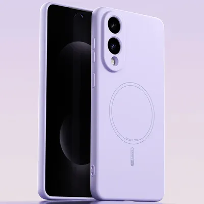 Obrázek produktu pro Magnetické pouzdro pro Samsung Galaxy S25 Edge, kompatibilní s MagSafe, tekutý silikon, nárazuvzdorné a odolné proti poškrábání Fialová