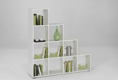 Produktbild von Raumteilerregal >MEGA 2< in weiß - 138,5x143,5x33cm (BxHxT)