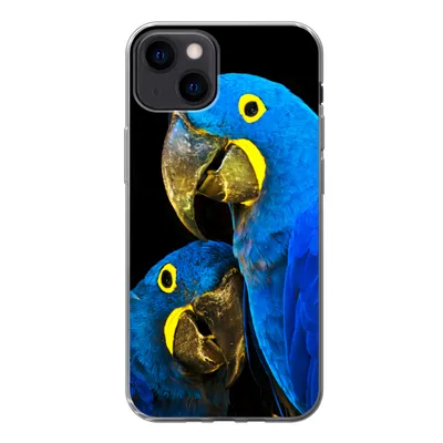 Produktbild von MuchoWow® Handyhülle Schutzhülle Hülle für iPhone 13 Papagei - Vogel - Federn - Blau Silikon Softcase Handy Hülle - Karteninhaber