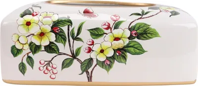 Obrázok produktu pre Jemné Asianliving čínske vreckovky porcelánové biele kvety Š23xH9xV14cm