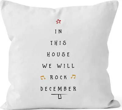 Produktbild von Kissenbezug in this house we will rock december Weihnachten Geschenk 40x40 Baumwolle MoonWorks® weiß unisize