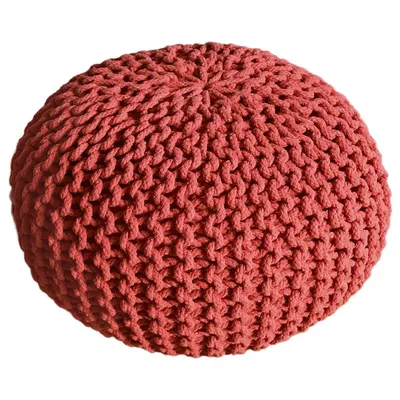 Immagine prodotto di Pouf a maglia pouf seduta pouf seduta pouf a maglia grossa pouf rosso mattone Ø 45cm