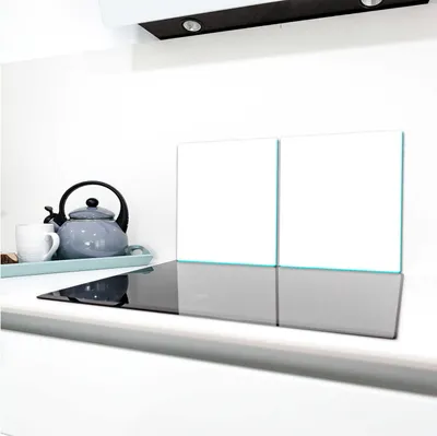 Produktbild von Herdabdeckplatten Glaskeramikkochfeld-Abdeckung Spritzschutz Glas Set 2x40x52 Weiß