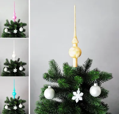 Produktbild von JACK Christbaumspitze Spitze Glas 28cm Eislack Glanz Matt Baumspitze Mundgeblasen Box, Farbe:Gold