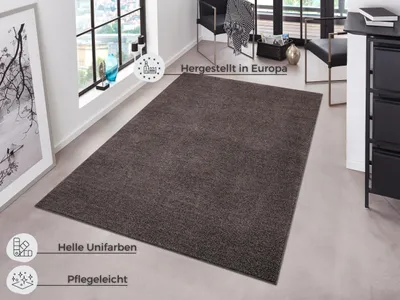 Niedrigflor-Teppich, Anthrazit, 160 x 240 cm, rechteckig