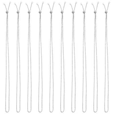 10er-Pack Schiebeketten, Edelstahl, 0,6 m, 2 mm, silber, verstellbar