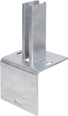 Produktbild von Alberts Pfostenträger für Zaunpfosten für Doppelstabmatten, zum Aufschrauben auf L-Randstein, Platte 120 x 120 mm, für Pfosten 60 x 40 mm, feuerverzinkt