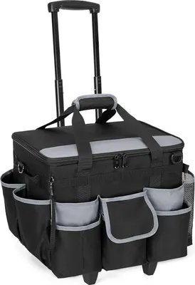 Produktbild von Schwarze Reinigungscaddy-Tasche mit Rädern und Griff