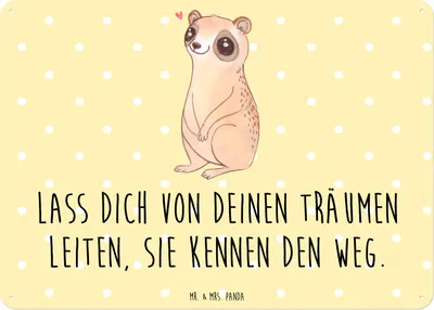 Produktbild von Mr. & Mrs. Panda tafel Plumplori Glücklich DIN A6 - Gelb Pastell - Geschenk, wandtafel, Schild, Türschild, Glück, Niedlich, Retro Blechschild, Gute Laune, Wandbild