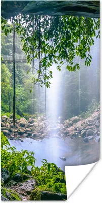 Produktbild von MuchoWow® Poster Dschungel - Regenwald - Wasser - Wasserfall - Pflanzen 60x120 cm - Wandschmuck