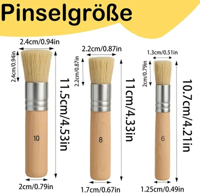 Imagen del producto de Juego de pinceles de 3 piezas, con mango de madera, cerdas naturales, para pinturas acrílicas y al óleo, y para acuarela