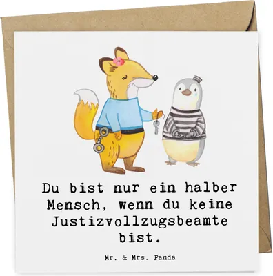 Produktbild von Mr. & Mrs. Panda Klappkarte Justizvollzugsbeamte Herz - Weiß - Geschenk, Lustig, anlasskarte, faltkarte, Glückwunschkarte, Grußkarte, doppelkarte, Gefängnis, Spruch