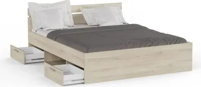 Produktbild von Bett Michigan, 160 x 200 cm, Mit Stauraum, Gebürstete Eiche