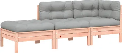 Produktbild von vidaXL Gartensofa mit Kissen und Hocker 3-Sitzer