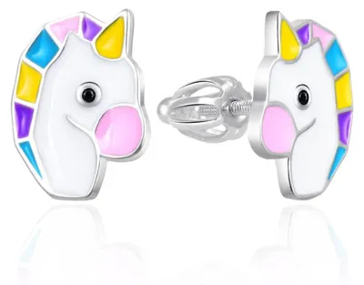 Image de Boucles d'oreilles filles argent licorne AGT-ED007S