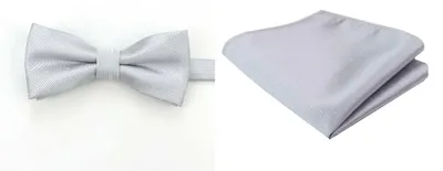 Produktbild von Ankani Kinder Fliege + Einstecktuch Set grau gepunktet