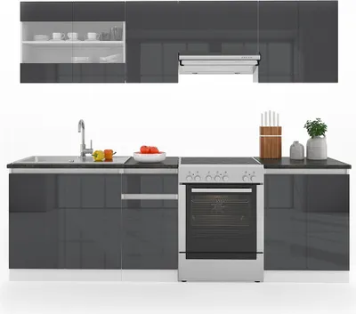 Produktbild von Vicco Kuchyňská linka Raul, 240 cm , AP Black, Antracitová/bílá