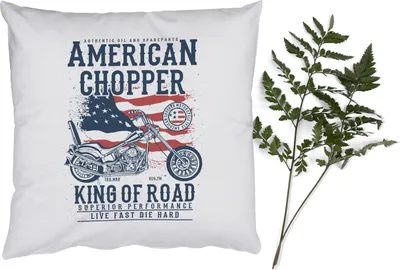 Produktbild von MuchoWow® Zierkissen Sofakissen Wohnzimmer Dekokissen 60x60 cm Mancave - Motor - Flagge - Amerika - Retro - Sitzfläche - Foto Polster