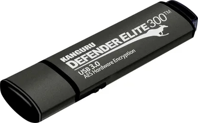 Produktbild von Kanguru Defender Elite300, 64GB, 64 GB, USB 3.0, 256-bit AES, Kappe, Schwarz, Grau, 0 - 70 °C