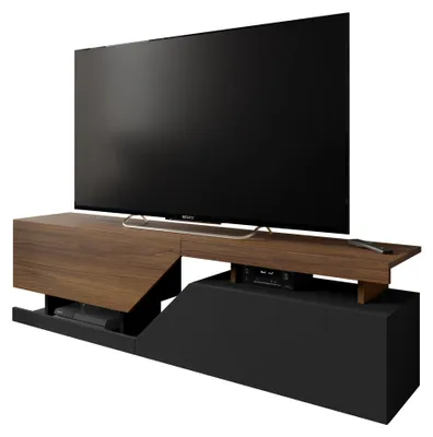 Produktbild von MIRJAN24 TV-Lowboard Ceelias, Stilvoll TV-Schrank vom Hersteller, RTV-Tisch, Mediaschrank (Farbe: Schwarz / Nuss Warmia)