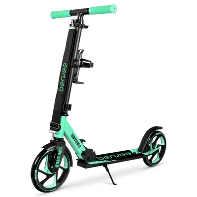 Produktbild von City Scooter, Kinder Tretroller, Klappbar Scooter Bervee Downtown – Aluminium, große 200 mm Räder, höhenverstellbar, Grün