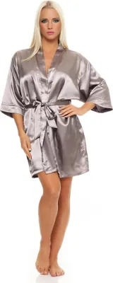 Immagine prodotto di Vestaglia da donna a kimono corto in raso; taupe L
